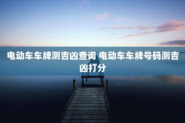 电动车车牌测吉凶查询 电动车车牌号码测吉凶打分