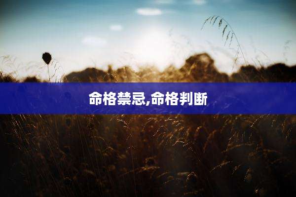 命格禁忌,命格判断
