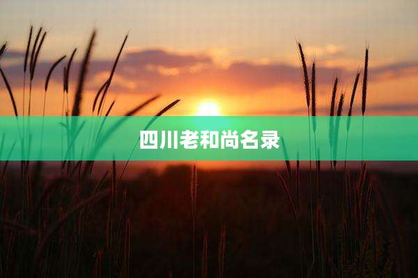 四川老和尚名录