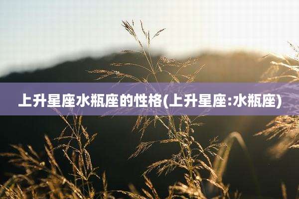 上升星座水瓶座的性格(上升星座:水瓶座)