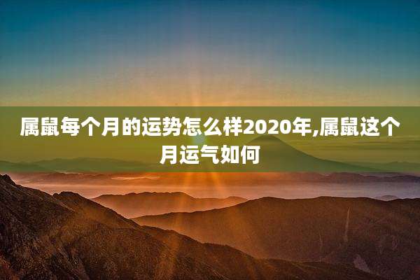 属鼠每个月的运势怎么样2020年,属鼠这个月运气如何