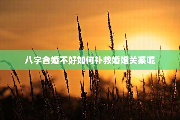 八字合婚不好如何补救婚姻关系呢