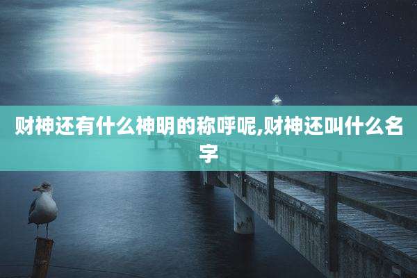 财神还有什么神明的称呼呢,财神还叫什么名字
