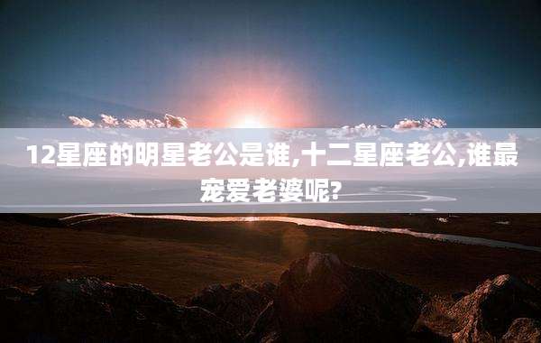 12星座的明星老公是谁,十二星座老公,谁最宠爱老婆呢?