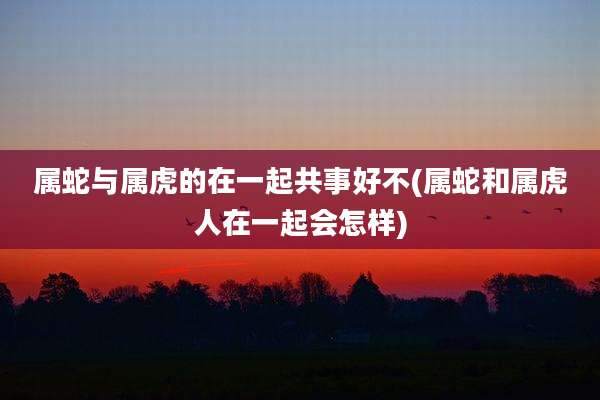 属蛇与属虎的在一起共事好不(属蛇和属虎人在一起会怎样)