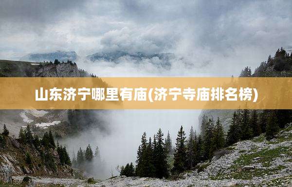 山东济宁哪里有庙(济宁寺庙排名榜)