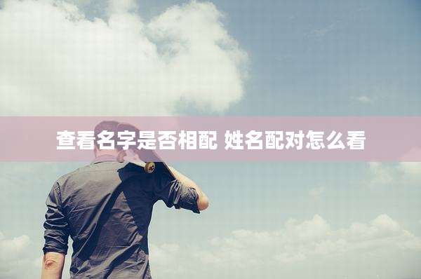 查看名字是否相配 姓名配对怎么看