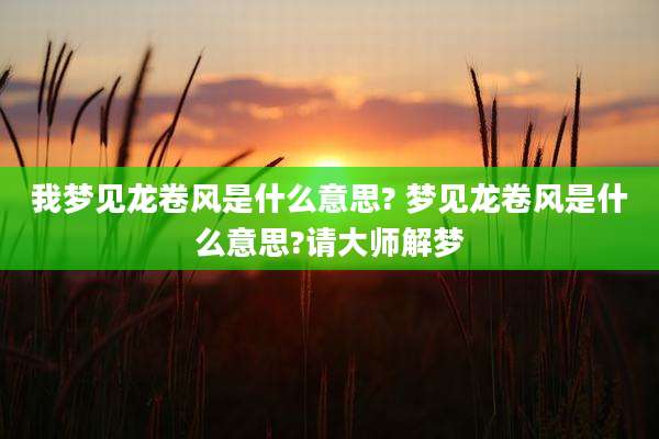 我梦见龙卷风是什么意思? 梦见龙卷风是什么意思?请大师解梦