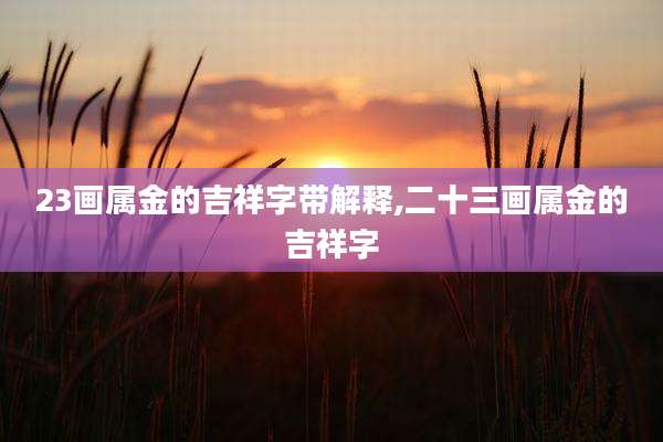 23画属金的吉祥字带解释,二十三画属金的吉祥字