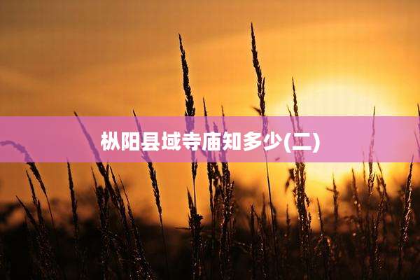 枞阳县域寺庙知多少(二)