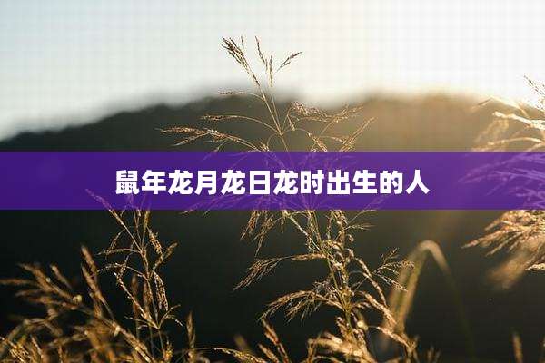 鼠年龙月龙日龙时出生的人