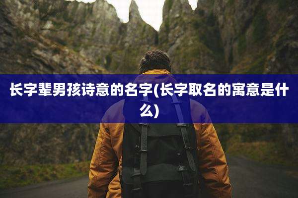 长字辈男孩诗意的名字(长字取名的寓意是什么)