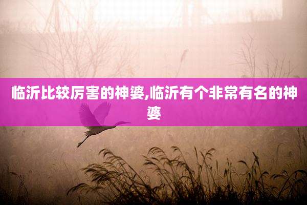 临沂比较厉害的神婆,临沂有个非常有名的神婆