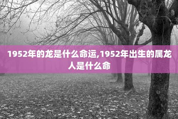 1952年的龙是什么命运,1952年出生的属龙人是什么命