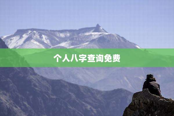 个人八字查询免费