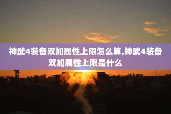神武4装备双加属性上限怎么算,神武4装备双加属性上限是什么