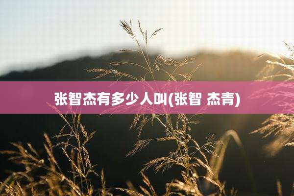 张智杰有多少人叫(张智 杰青)