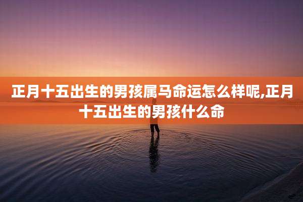 正月十五出生的男孩属马命运怎么样呢,正月十五出生的男孩什么命