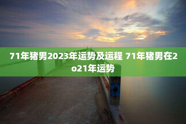 71年猪男2023年运势及运程 71年猪男在2o21年运势