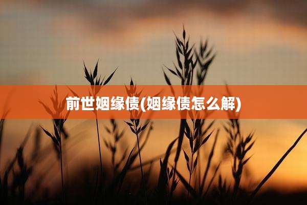 前世姻缘债(姻缘债怎么解)