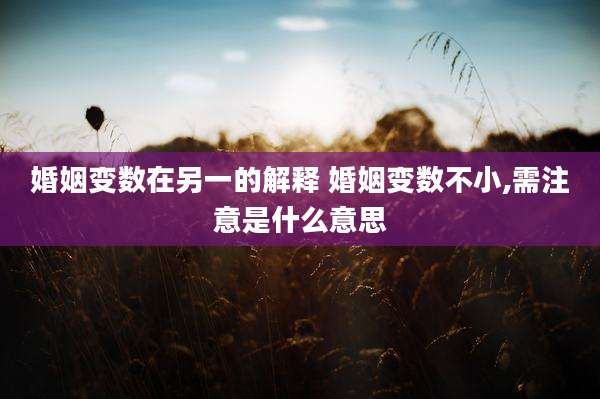 婚姻变数在另一的解释 婚姻变数不小,需注意是什么意思