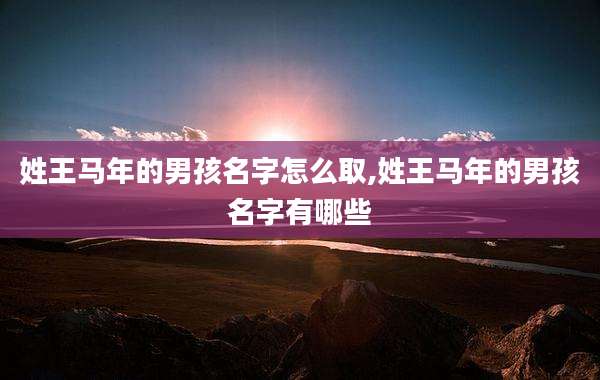 姓王马年的男孩名字怎么取,姓王马年的男孩名字有哪些