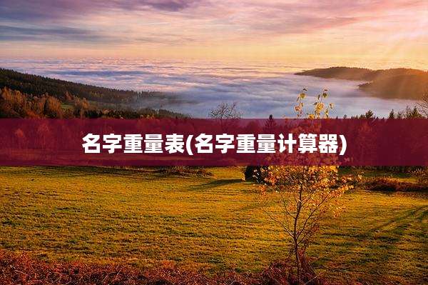 名字重量表(名字重量计算器)