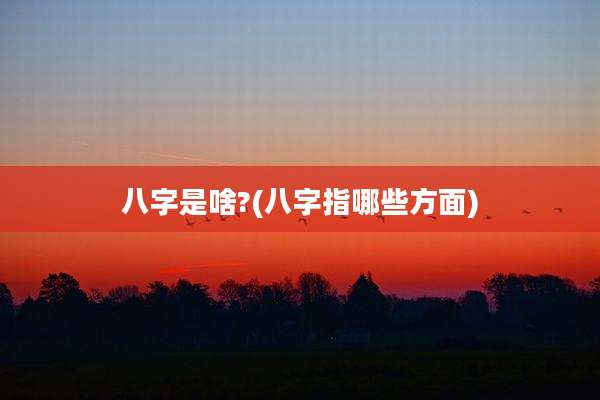 八字是啥?(八字指哪些方面)