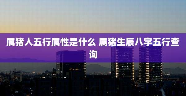 属猪人五行属性是什么 属猪生辰八字五行查询
