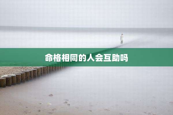 命格相同的人会互助吗