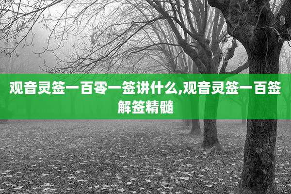 观音灵签一百零一签讲什么,观音灵签一百签解签精髓
