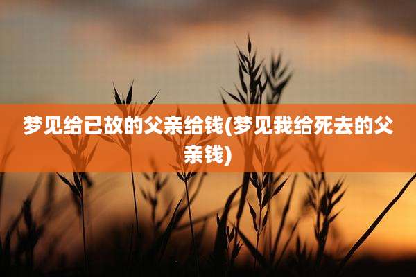 梦见给已故的父亲给钱(梦见我给死去的父亲钱)