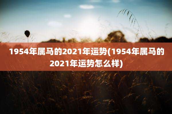 1954年属马的2021年运势(1954年属马的2021年运势怎么样)