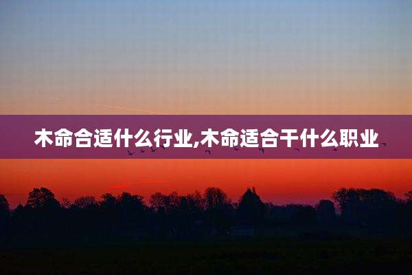 木命合适什么行业,木命适合干什么职业