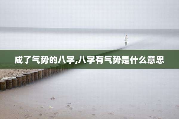 成了气势的八字,八字有气势是什么意思