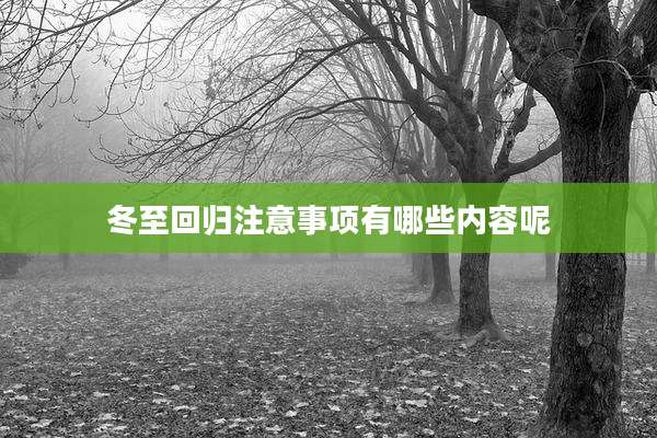 冬至回归注意事项有哪些内容呢