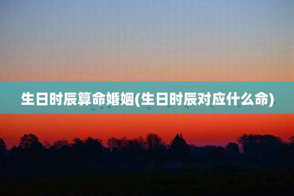 生日时辰算命婚姻(生日时辰对应什么命)