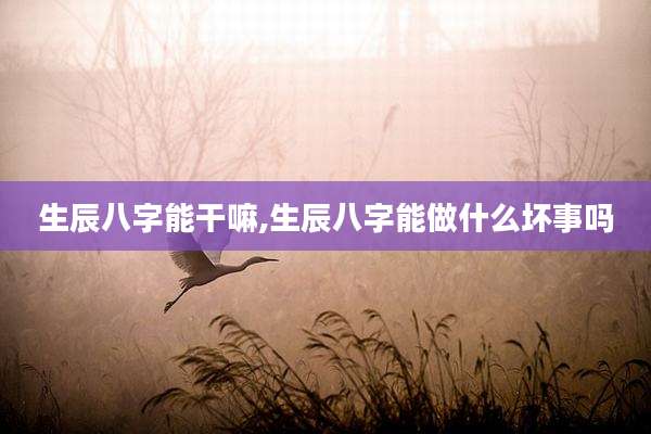 生辰八字能干嘛,生辰八字能做什么坏事吗