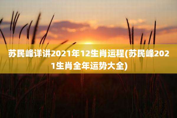 苏民峰详讲2021年12生肖运程(苏民峰2021生肖全年运势大全)