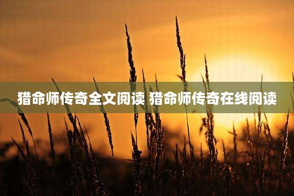 猎命师传奇全文阅读 猎命师传奇在线阅读