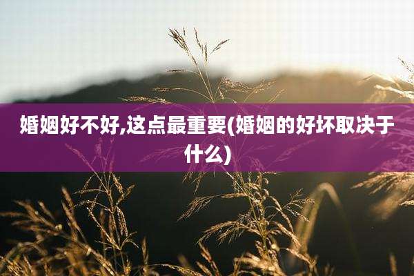 婚姻好不好,这点最重要(婚姻的好坏取决于什么)