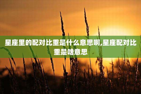 星座里的配对比重是什么意思啊,星座配对比重是啥意思