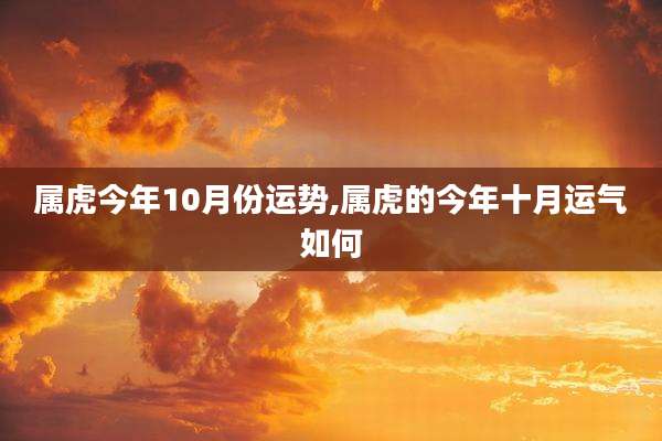 属虎今年10月份运势,属虎的今年十月运气如何