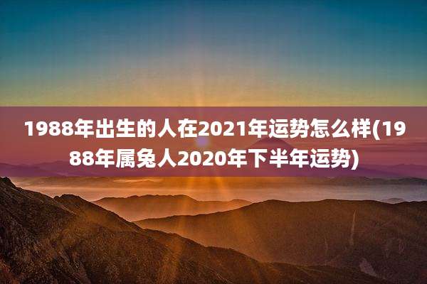 1988年出生的人在2021年运势怎么样(1988年属兔人2020年下半年运势)