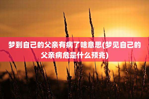 梦到自己的父亲有病了啥意思(梦见自己的父亲病危是什么预兆)