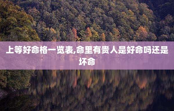 上等好命格一览表,命里有贵人是好命吗还是坏命