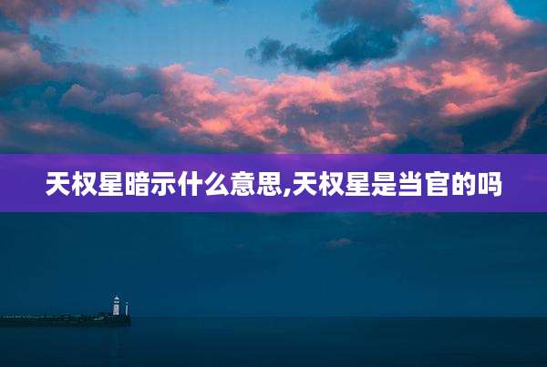 天权星暗示什么意思,天权星是当官的吗