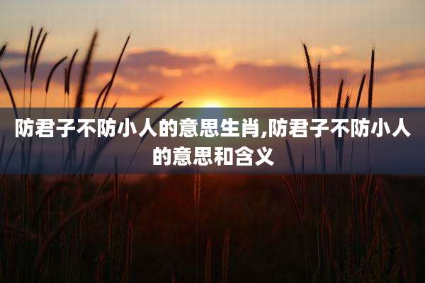 防君子不防小人的意思生肖,防君子不防小人的意思和含义
