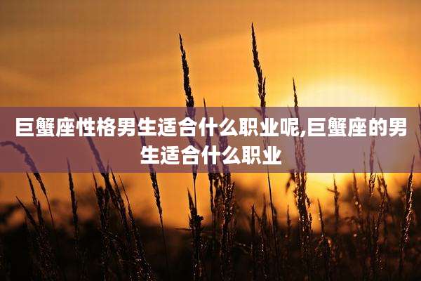 巨蟹座性格男生适合什么职业呢,巨蟹座的男生适合什么职业