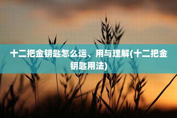 十二把金钥匙怎么运、用与理解(十二把金钥匙用法)